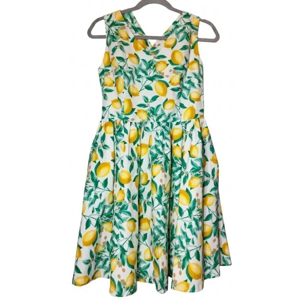 Elle womens size 12 skater dress lemons yellow sundress green